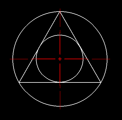 3点を指定し内接円と外接円を描いた例