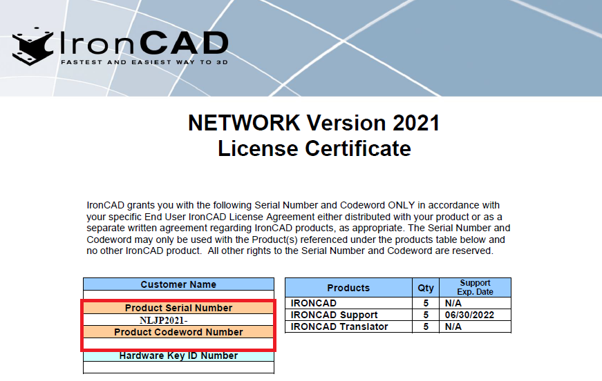 ライセンス証明書