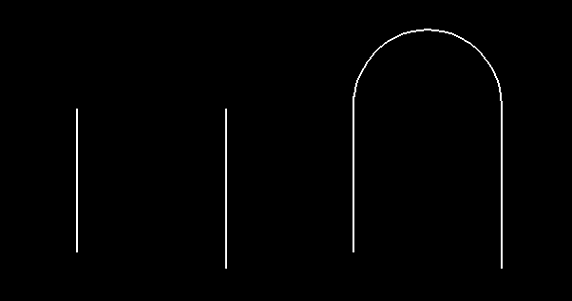 平行な2線にフィレット