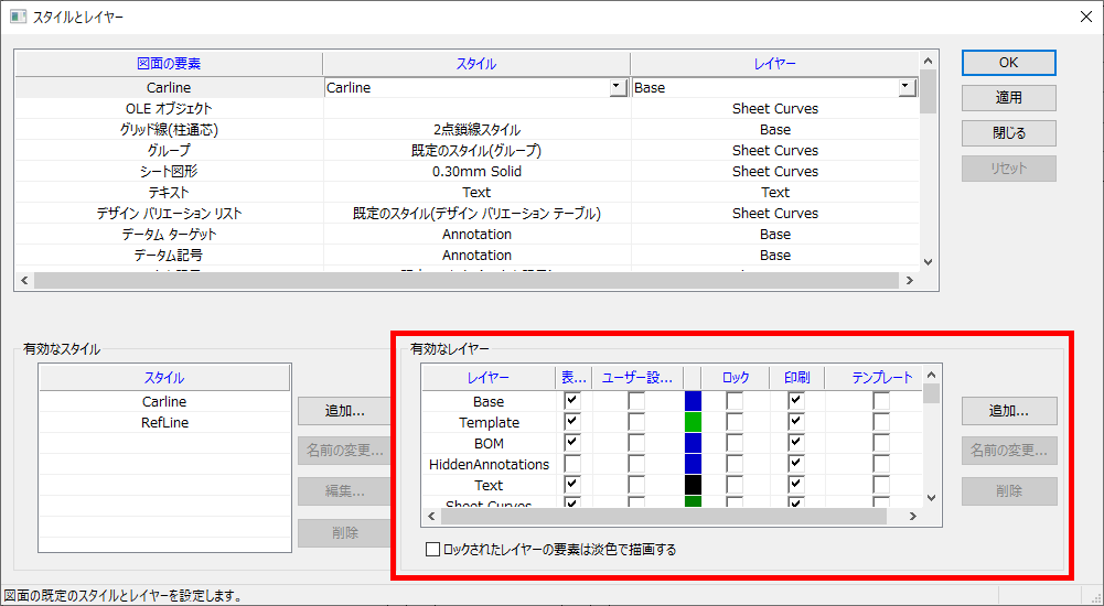 スタイルとレイヤー 画面