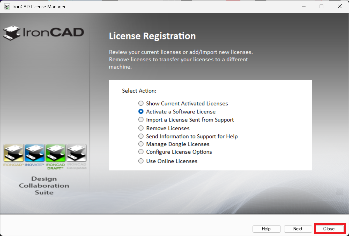 License Management Tool 終了