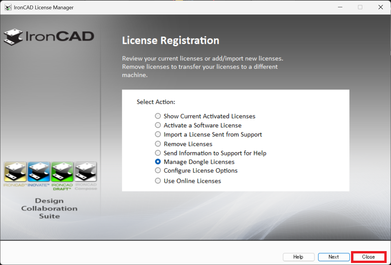 License Management Tool 終了