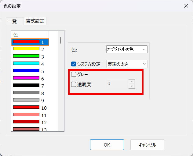 グレー・透明度